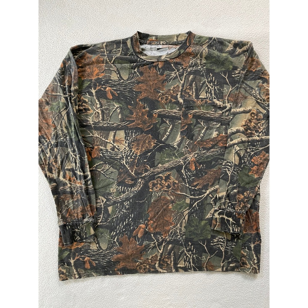 Paramount Outdoors Mens X-Large Long Sleeve Shirt Camo Seclusion 3D Pocket Tee